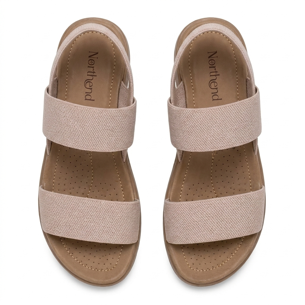 Comfortable Flat Sandals for Women with Two Strap Ankle Buckle Open Toe Cushioned Style