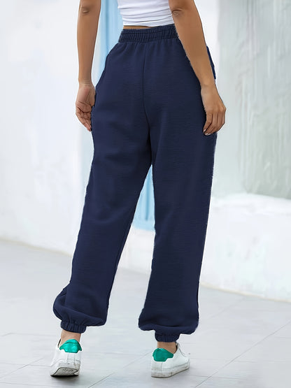 Effortless Jogger Pants for Women with High Waist Pocket Cuffed Hem Relaxed Casual Style