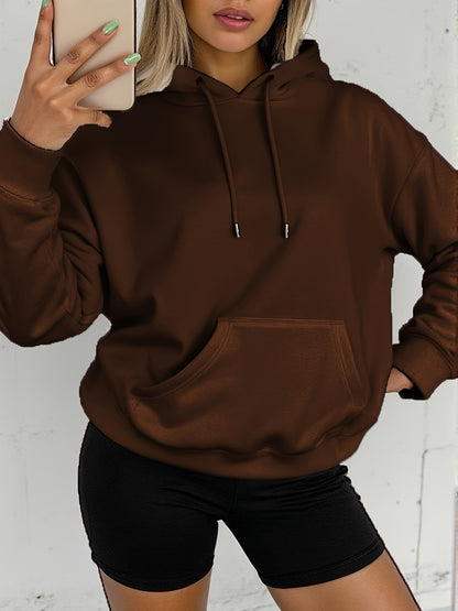 Comfortable Fleece Hoodie for Women with Drawstring Hood Long Sleeve Kangaroo Pocket Oversized Style