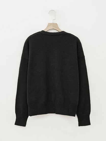 Comfortable Cardigan Sweater for Women with V Neck Long Sleeve Button Front Relaxed Oversized Knit Style
