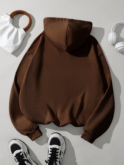 Comfortable Fleece Hoodie for Women with Drawstring Hood Long Sleeve Kangaroo Pocket Oversized Style