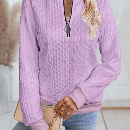 Other Mountain Sq060661 Fashionable Elegant Fall Winter New Solid Texture Fabric Baseball Neck Zip-Up Women'S Long Sleeve Sweatshirt