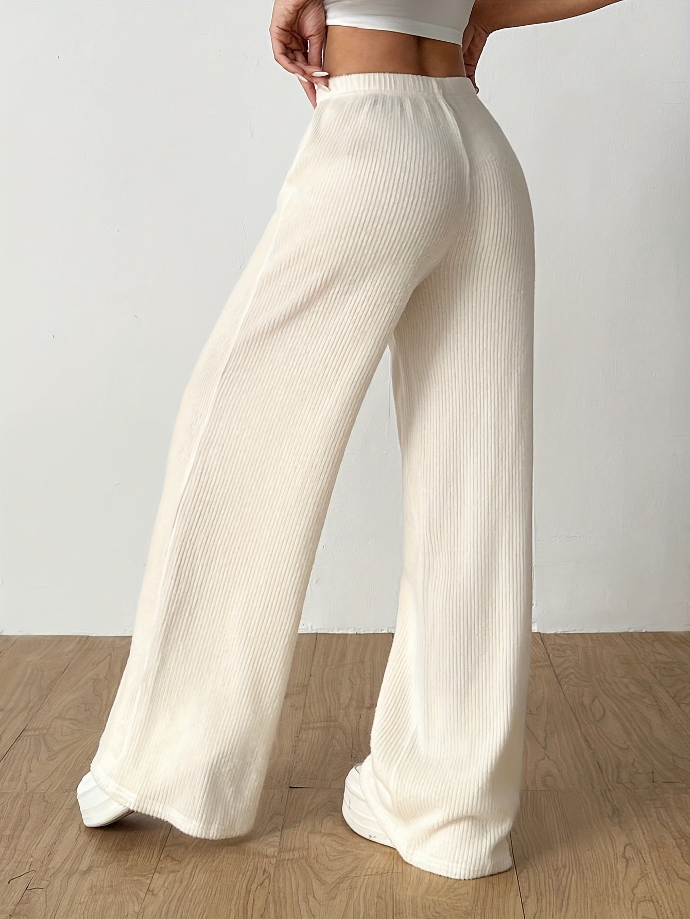 Effortless Corduroy Wide Leg Pants for Women with High Waist Drawstring Relaxed Flowing Casual Style