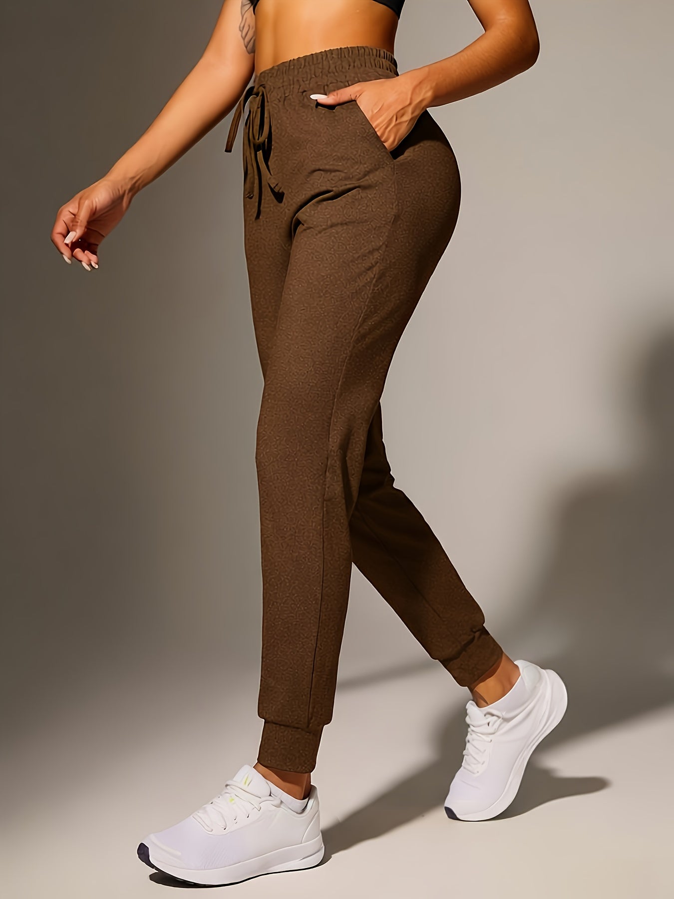 Comfortable Jogger Pants for Women with High Waist Drawstring Tapered Relaxed Pocket Casual Style