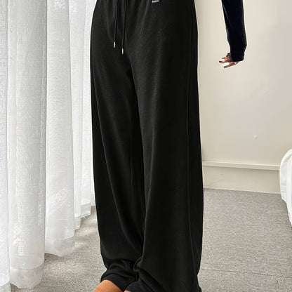 Effortless Wide Leg Pants for Women with Drawstring Waist Relaxed Flowing Casual Style