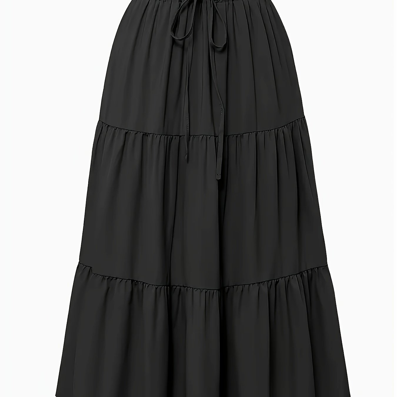 Effortless Tiered Maxi Skirt for Women with Paperbag Waist Drawstring Flowing Boho Style
