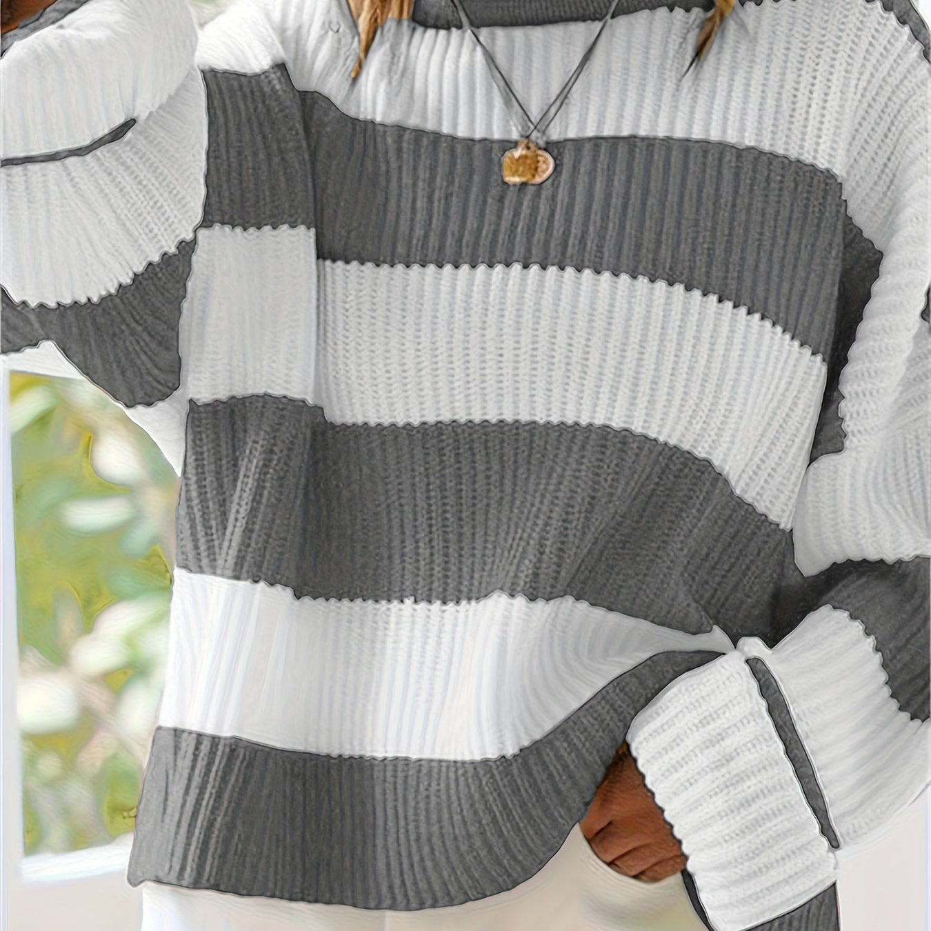 Loose V-Neck Off Shoulder Sleeves Casual And Lazy Style Pullover Sweater