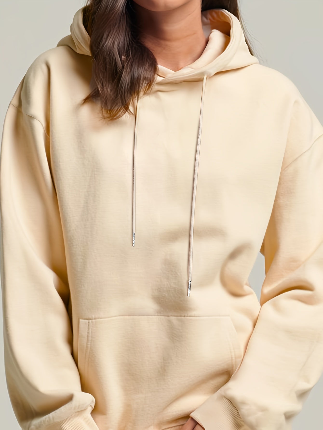 Comfortable Fleece Hoodie for Women with Drawstring Neck Long Sleeve Kangaroo Pocket Oversized Style