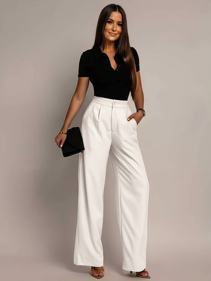 Effortless Wide Leg Pants for Women with High Waisted Pleated Front Tailored Relaxed Style