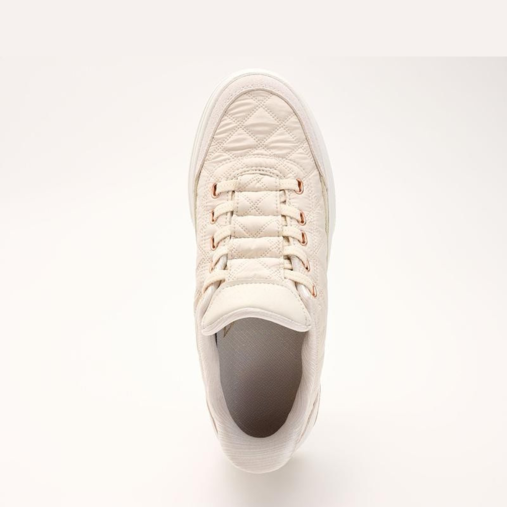 Comfortable Trainers for Women with Quilted Suede Panel Lace Up Low Top Cupsole Style
