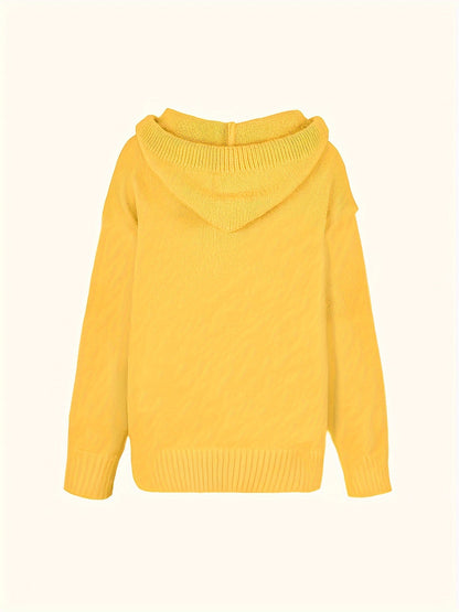 Comfortable Knit Sweater for Women with Cowl Neck Long Sleeve Drawstring Oversized Style