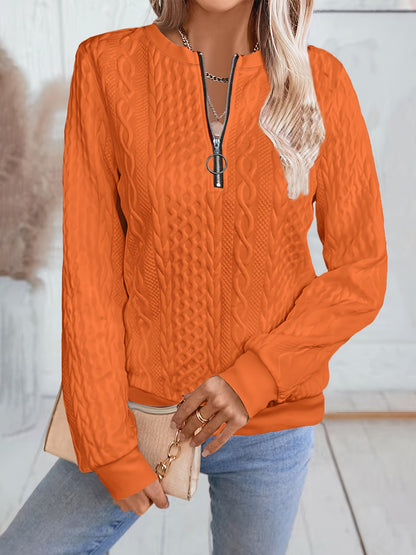 Other Mountain Sq060661 Fashionable Elegant Fall Winter New Solid Texture Fabric Baseball Neck Zip-Up Women'S Long Sleeve Sweatshirt