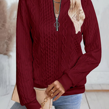 Other Mountain Sq060661 Fashionable Elegant Fall Winter New Solid Texture Fabric Baseball Neck Zip-Up Women'S Long Sleeve Sweatshirt