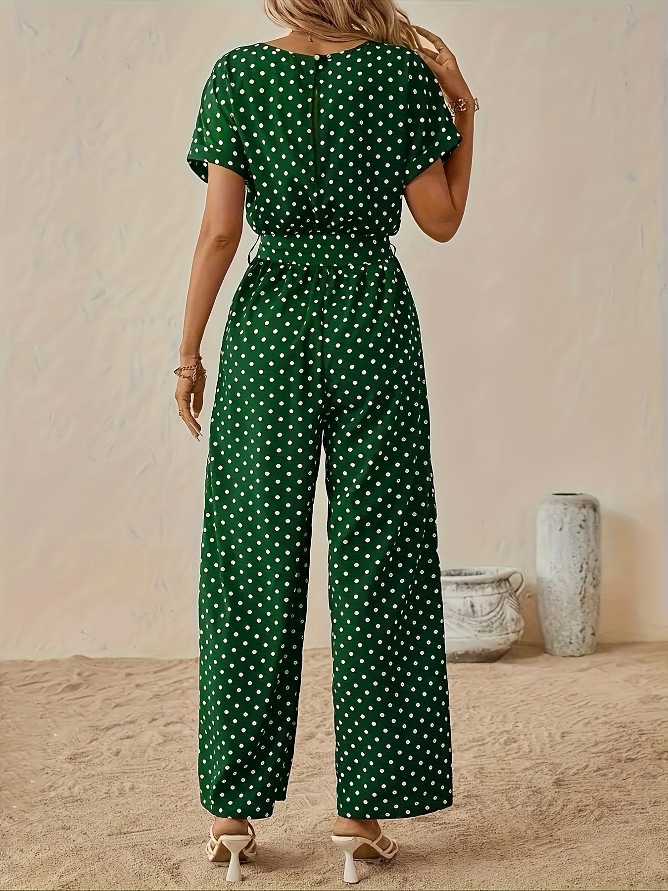 Elegant Women'S Polka Dot Jumpsuit | Off the Shoulder Style, All-Season Suitable for Adults