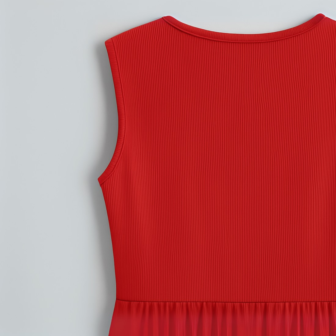 Effortless Ribbed Wide Leg Jumpsuit for Women with V Neck Sleeveless Ruched Waist Flowing Style