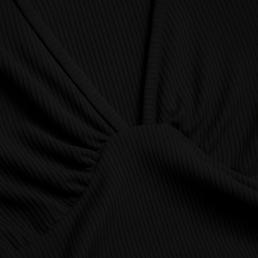 Effortless Ribbed Wide Leg Jumpsuit for Women with V Neck Sleeveless Ruched Waist Flowing Style