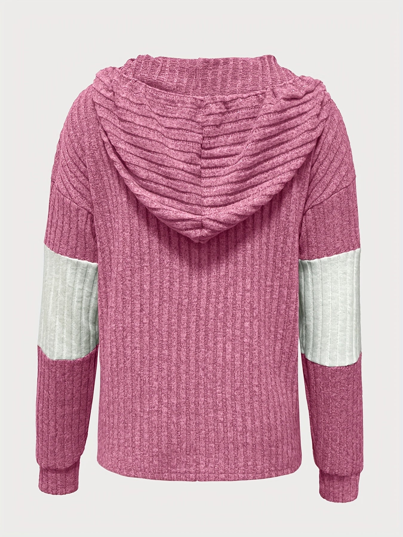 Solid Color Contrasting Hooded Pullover