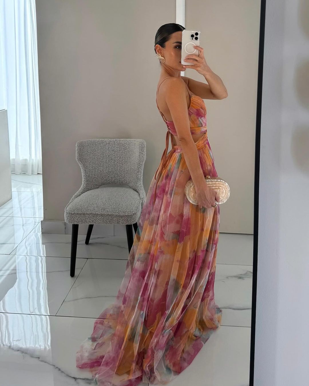 Elegant Watercolor Floral Maxi Dress for Women with V Neck Sleeveless Wrap Waist Flowing Formal Wedding Guest Style