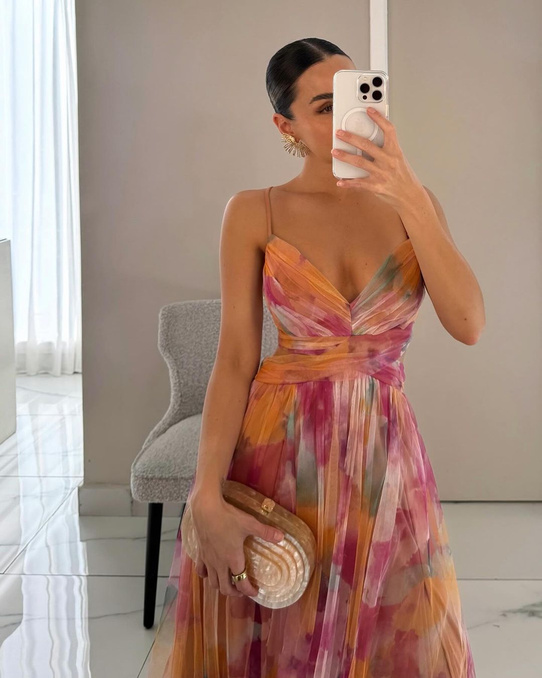 Elegant Watercolor Floral Maxi Dress for Women with V Neck Sleeveless Wrap Waist Flowing Formal Wedding Guest Style