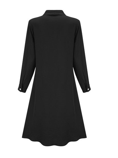 Elegant Button Front Shirt Dress for Women with Collar Long Sleeve A Line Flowing Style