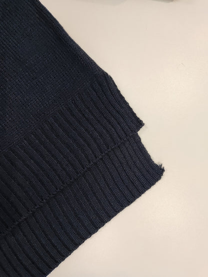 Comfortable Dark Blue Sweater Vest for Women with V Neck Sleeveless Relaxed Oversized Knit Style