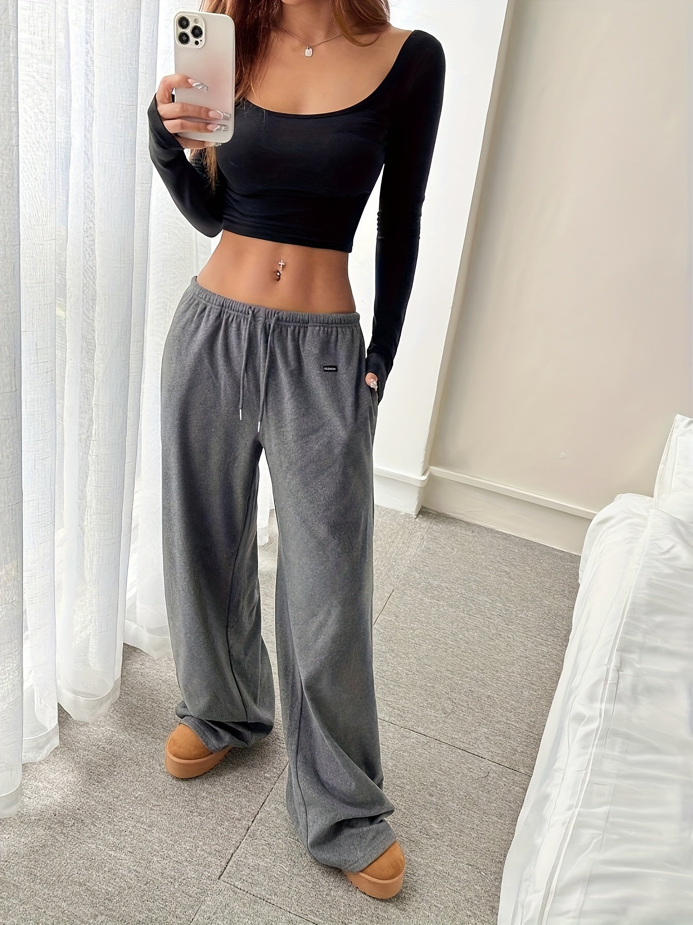 Effortless Wide Leg Pants for Women with Drawstring Waist Relaxed Flowing Casual Style