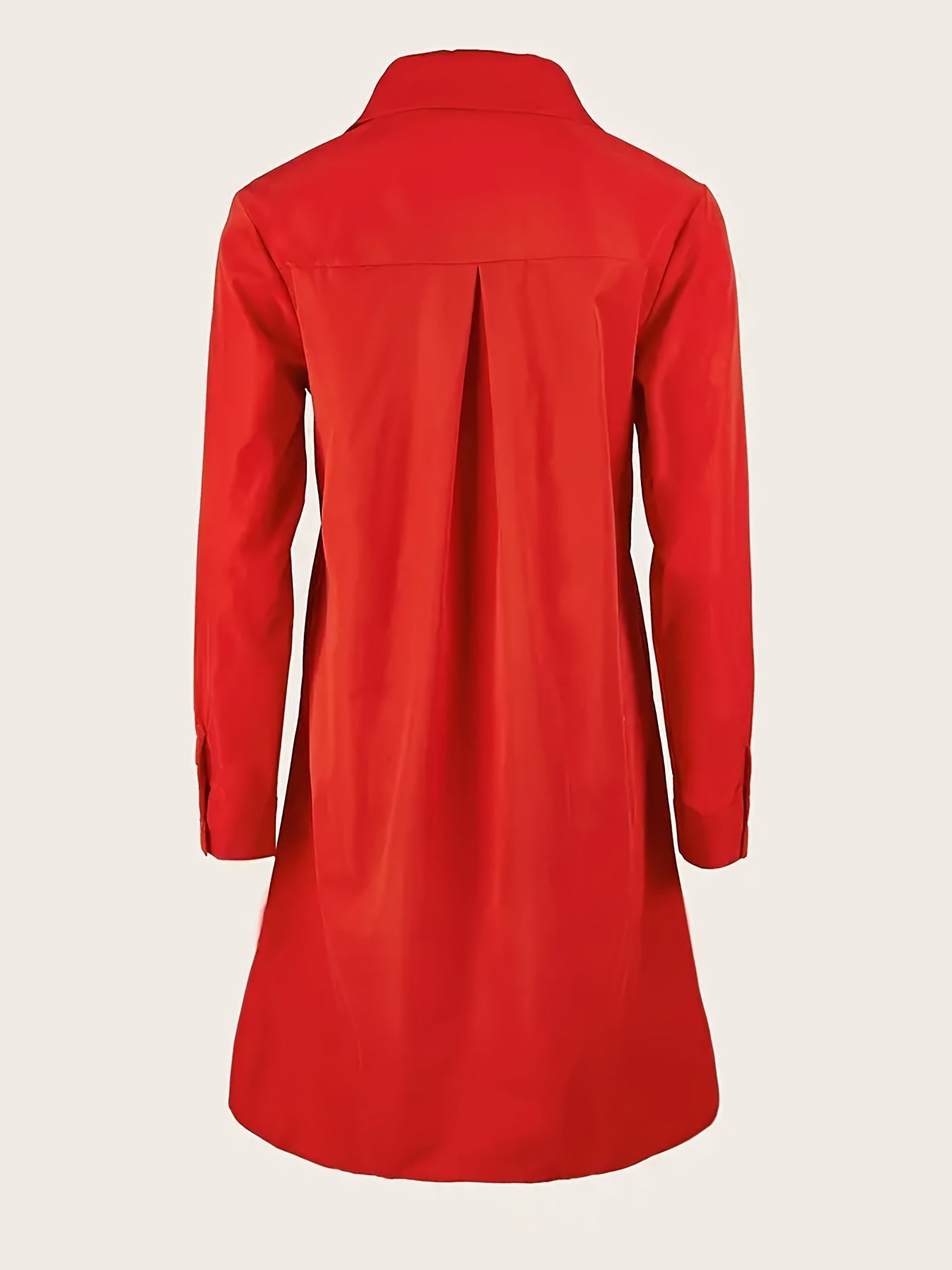 Elegant Red Shirt Dress for Women with Collar Long Sleeve Button Front A Line Flowing Style