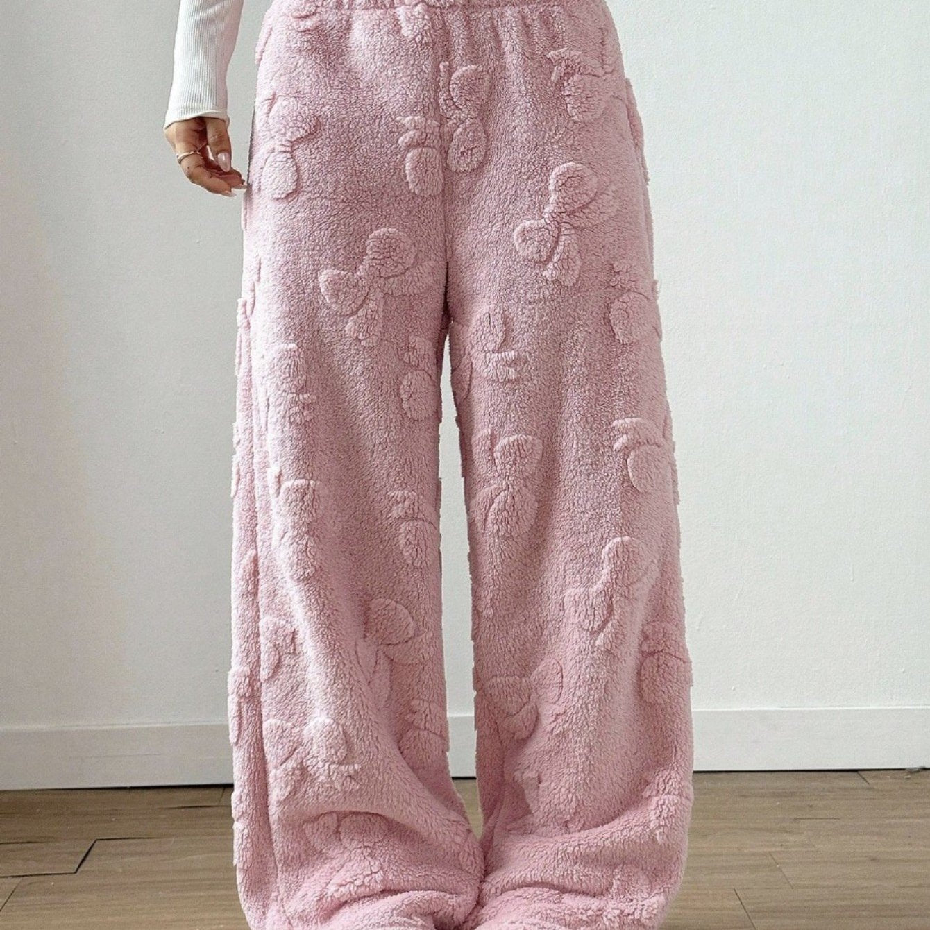 Women's Casual Youthful Fashion Daily Wear Loose Pink Plush Pants