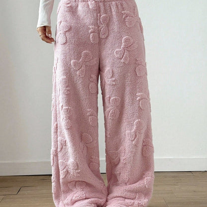 Women's Casual Youthful Fashion Daily Wear Loose Pink Plush Pants
