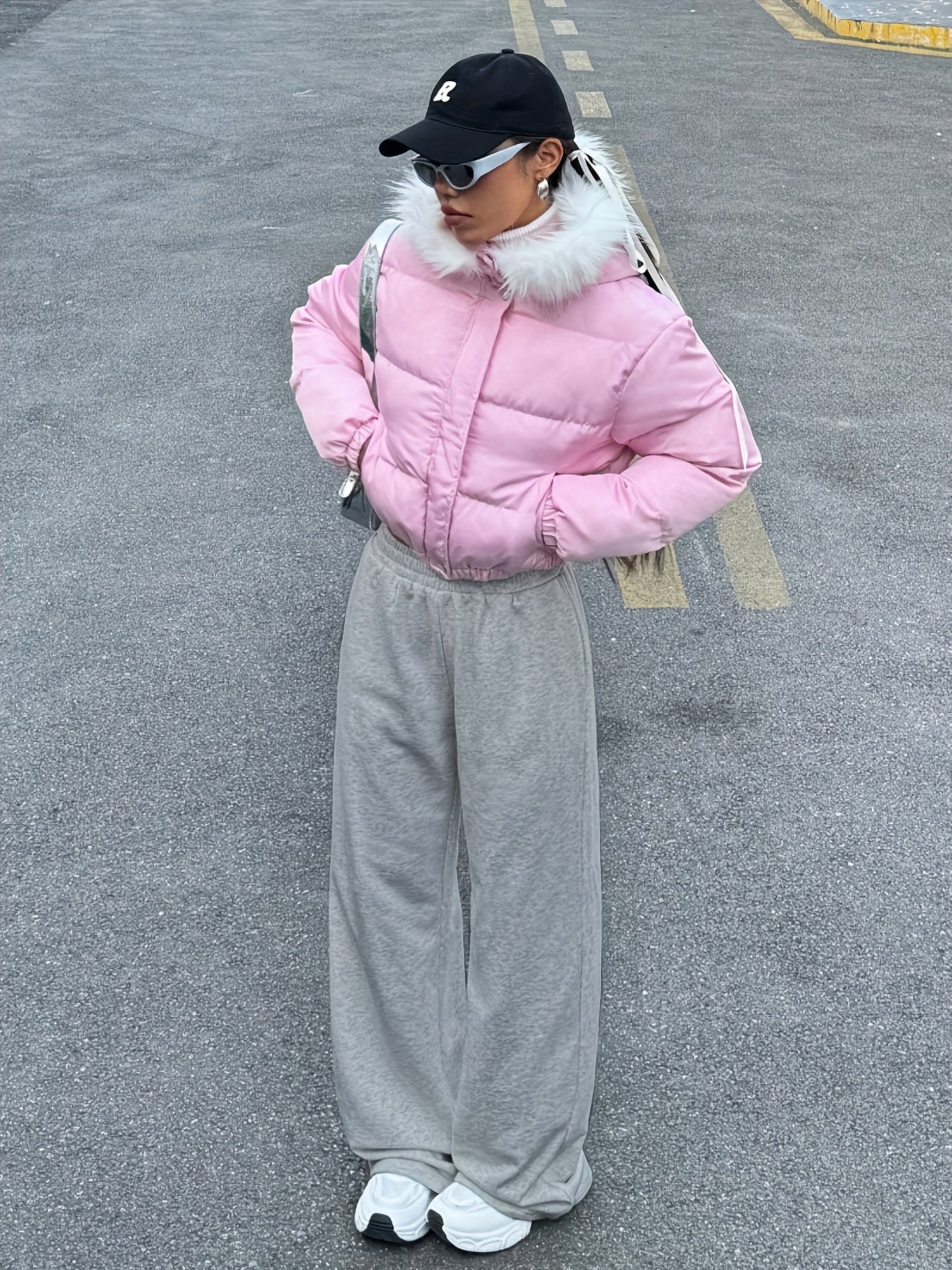 Women's Jogging Pants, Elastic-waistband Wide-leg Casual Pants with Side Pockets, Light Gray Athletic Sweatpants, Suitable for Daily and Formal Wear, Machine-washable Non-sheer Fabric, Joggers, Comfortable Clothing, Medium Stretch