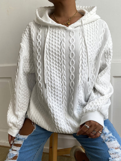 Comfortable Cable Knit Hoodie for Women with Drawstring Hood Long Sleeve Relaxed Oversized Style
