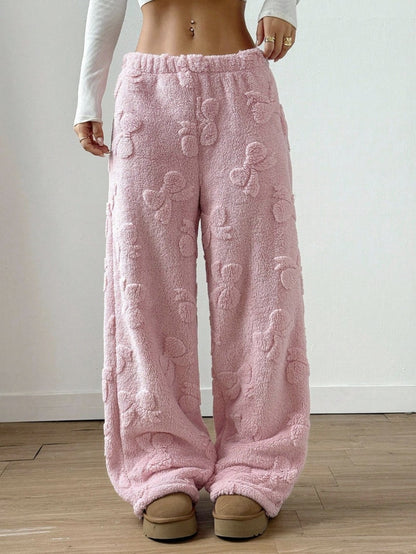 Women's Casual Youthful Fashion Daily Wear Loose Pink Plush Pants