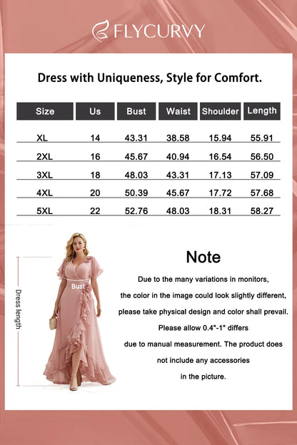 Elegant Blush Pink Chiffon Maxi Dress for Women with V Neck Flutter Sleeve Ruffle Cascade Wedding Guest Style