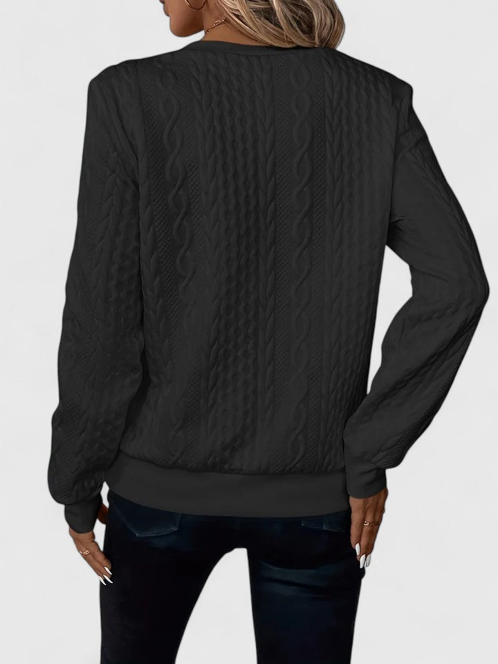 Comfortable Cable Knit Sweatshirt for Women with Quarter Zip Crew Neck Long Sleeve Relaxed Oversized Knit Style