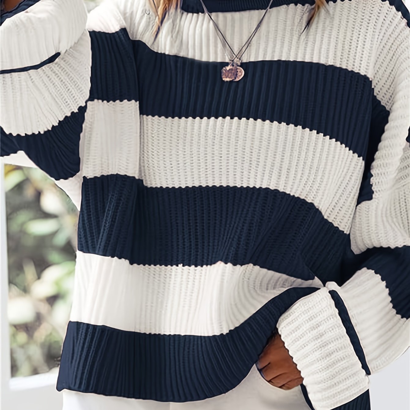 Loose V-Neck Off Shoulder Sleeves Casual And Lazy Style Pullover Sweater
