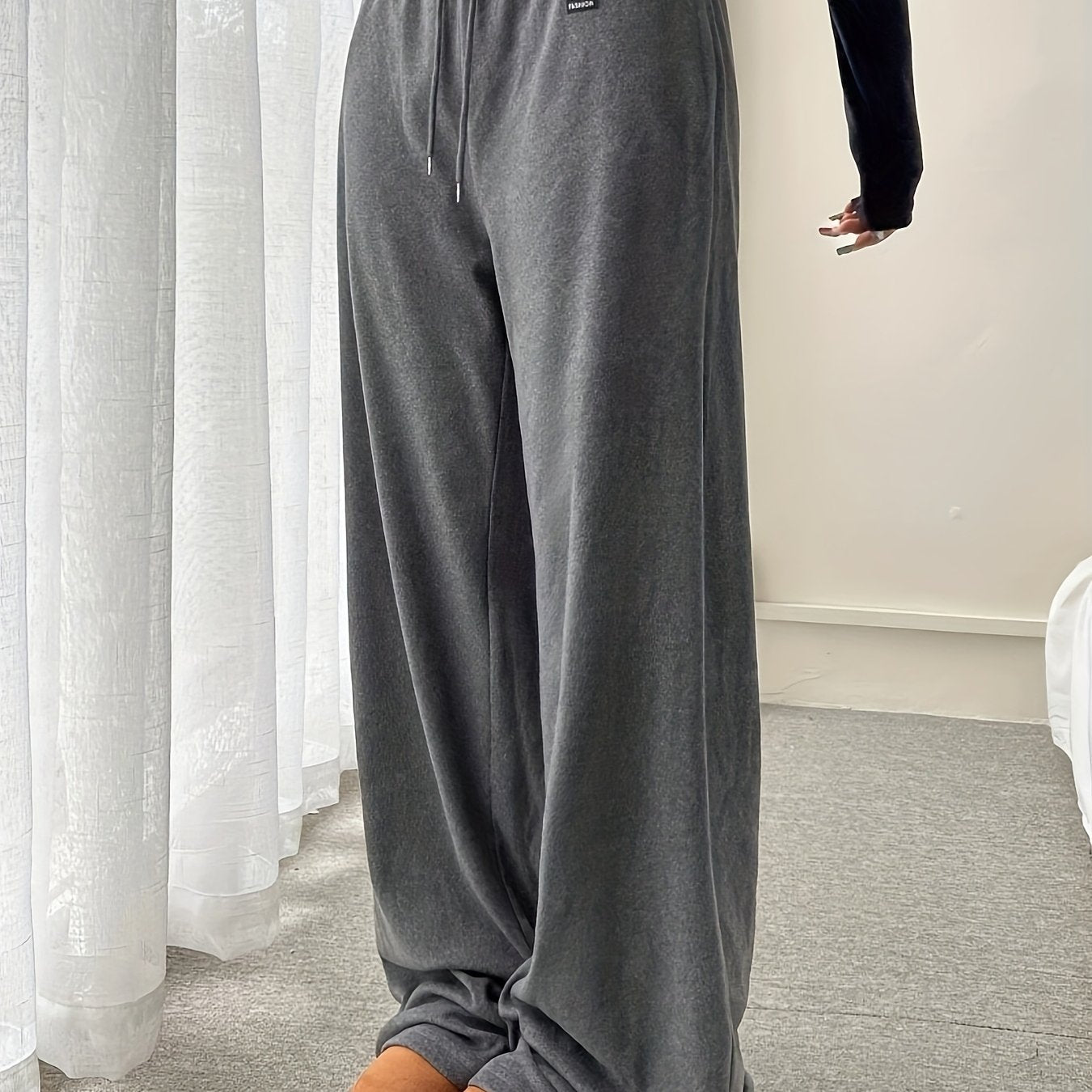 Effortless Wide Leg Pants for Women with Drawstring Waist Relaxed Flowing Casual Style
