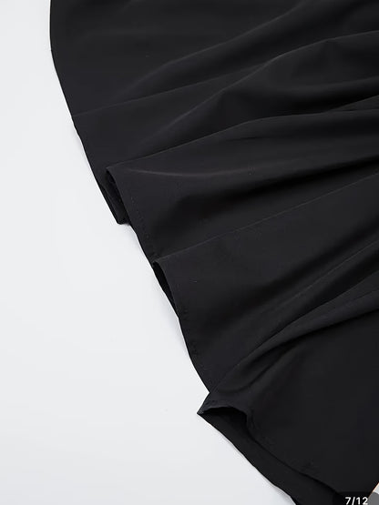 Elegant Black Sleeveless A-Line Midi Dress with Adjustable Waist Belt - Cinched Waist, Flowing Skirt, Round Neck, Perfect for Spring/Summer, Adult Women'S Fashion, Formal Event Attire|Sleek Fitted Top|Adjustable Waist Belt