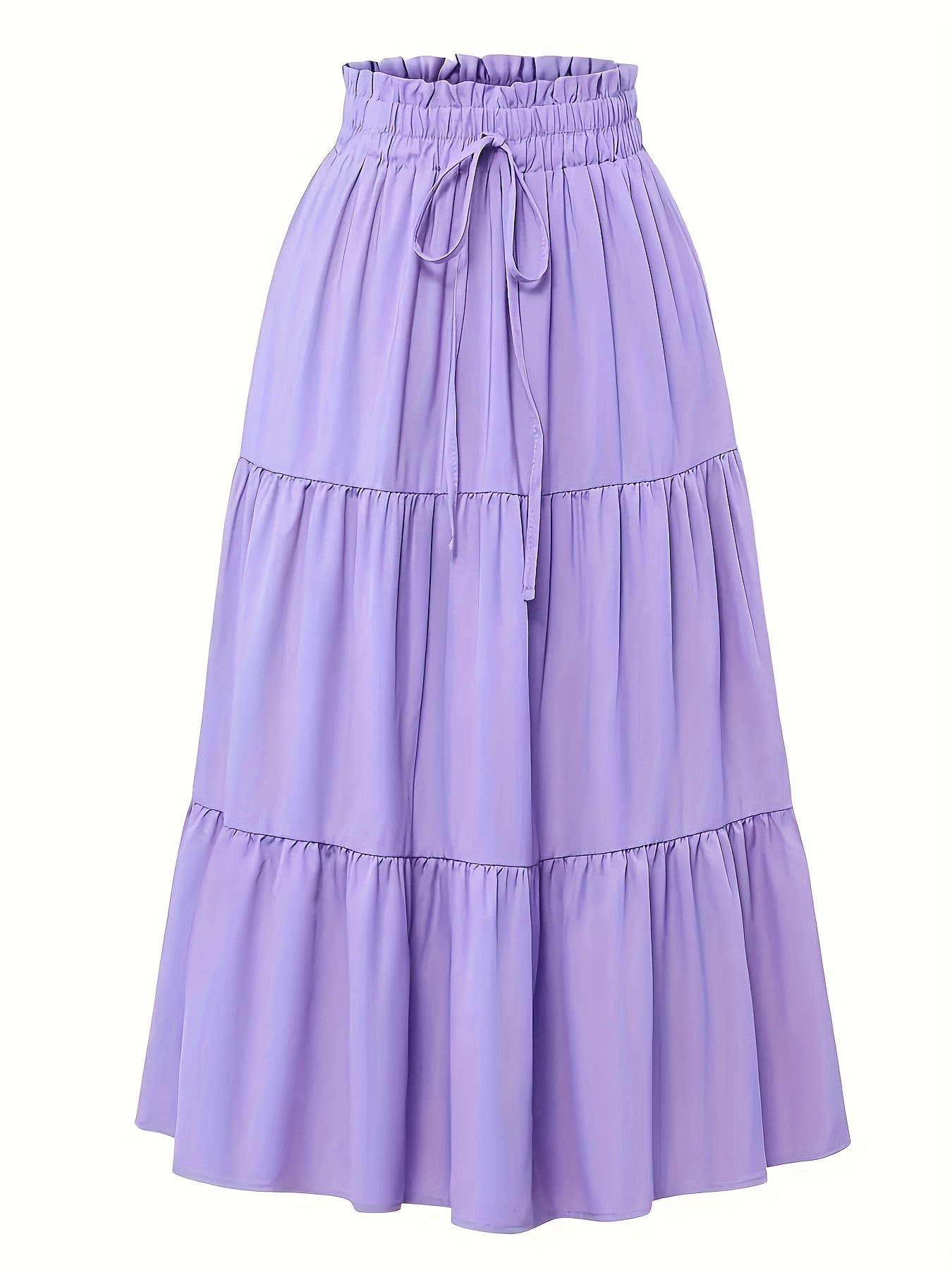 Effortless Tiered Maxi Skirt for Women with Paperbag Waist Drawstring Flowing Boho Style
