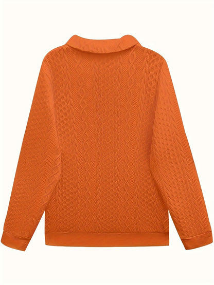 New Fashionable and Elegant Autumn and Winter Solid Color Zipper Pocket Turnover Collar Women's Long Sleeve Sweatshirt