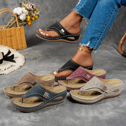 Comfortable Thong Sandals for Women with Toe Post Contoured Arch Support Flip Flop Style