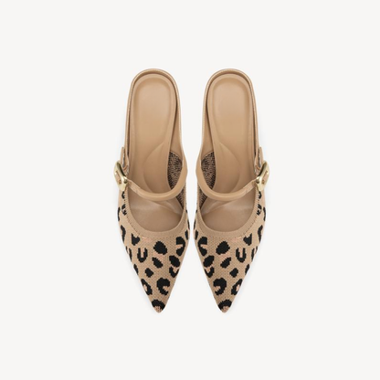 Elegant Mules Heels for Women with Pointed Toe Buckle Strap Kitten Heel Slip On Style