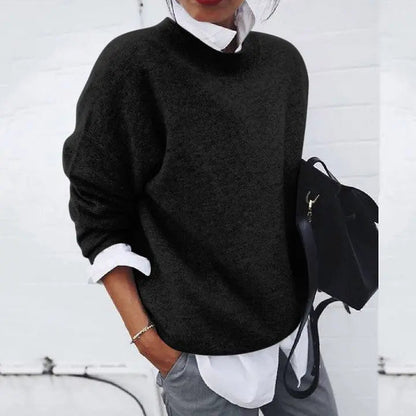 Comfortable Knit Sweater for Women with Mock Neck Long Sleeve Oversized Relaxed Style