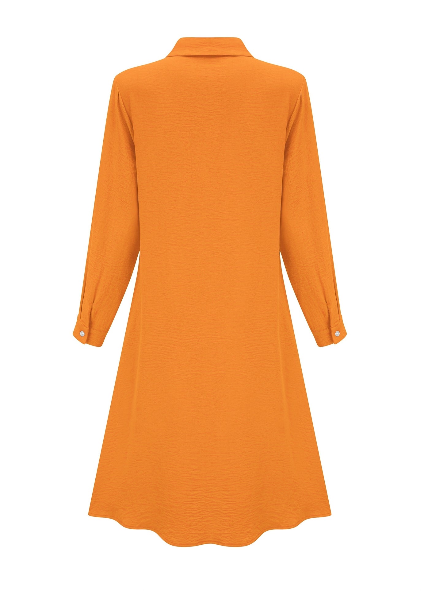Elegant Button Front Shirt Dress for Women with Collar Long Sleeve A Line Flowing Style