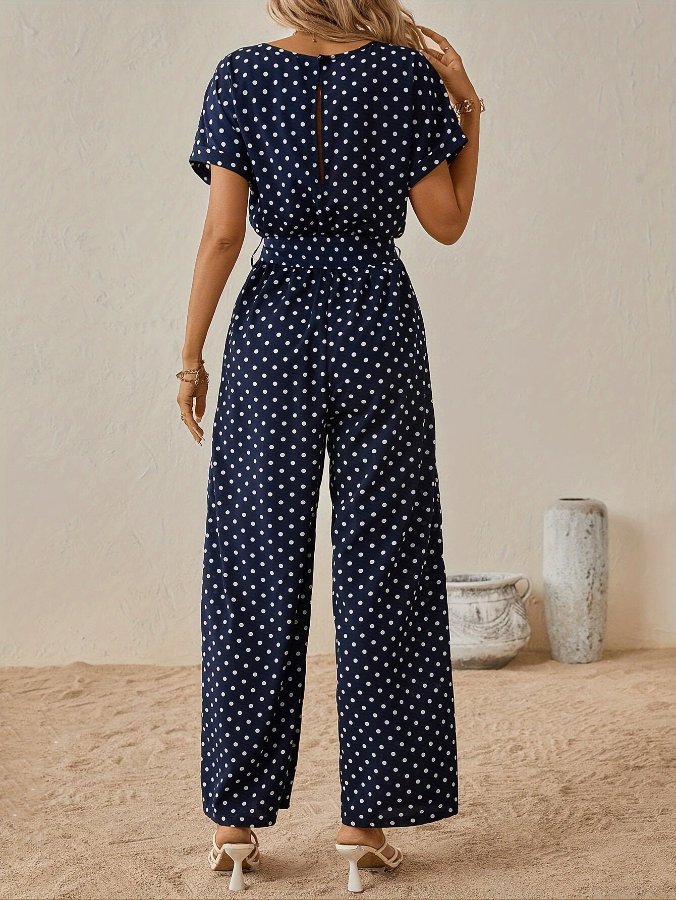Elegant Women'S Polka Dot Jumpsuit | Off the Shoulder Style, All-Season Suitable for Adults