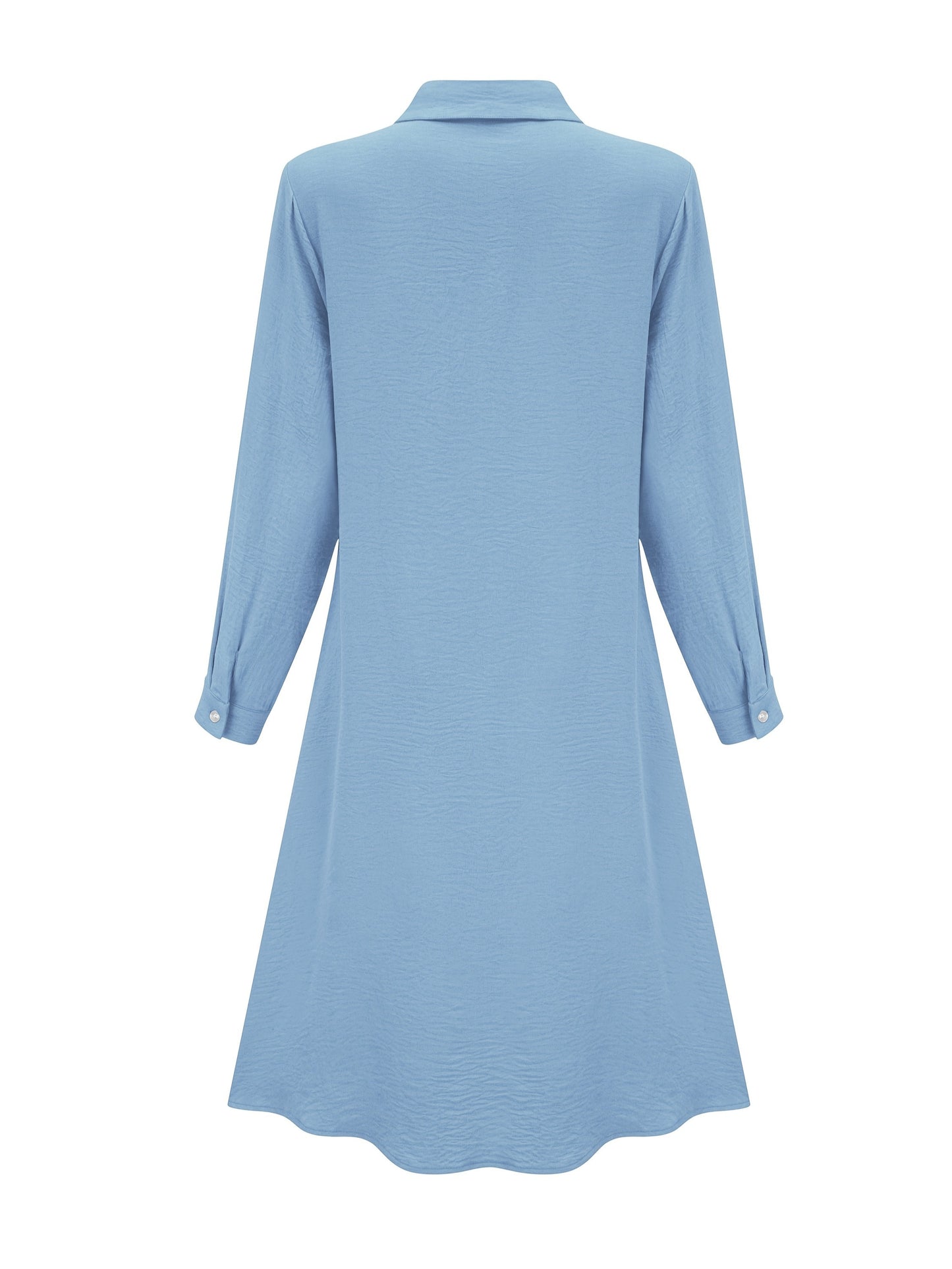 Elegant Button Front Shirt Dress for Women with Collar Long Sleeve A Line Flowing Style