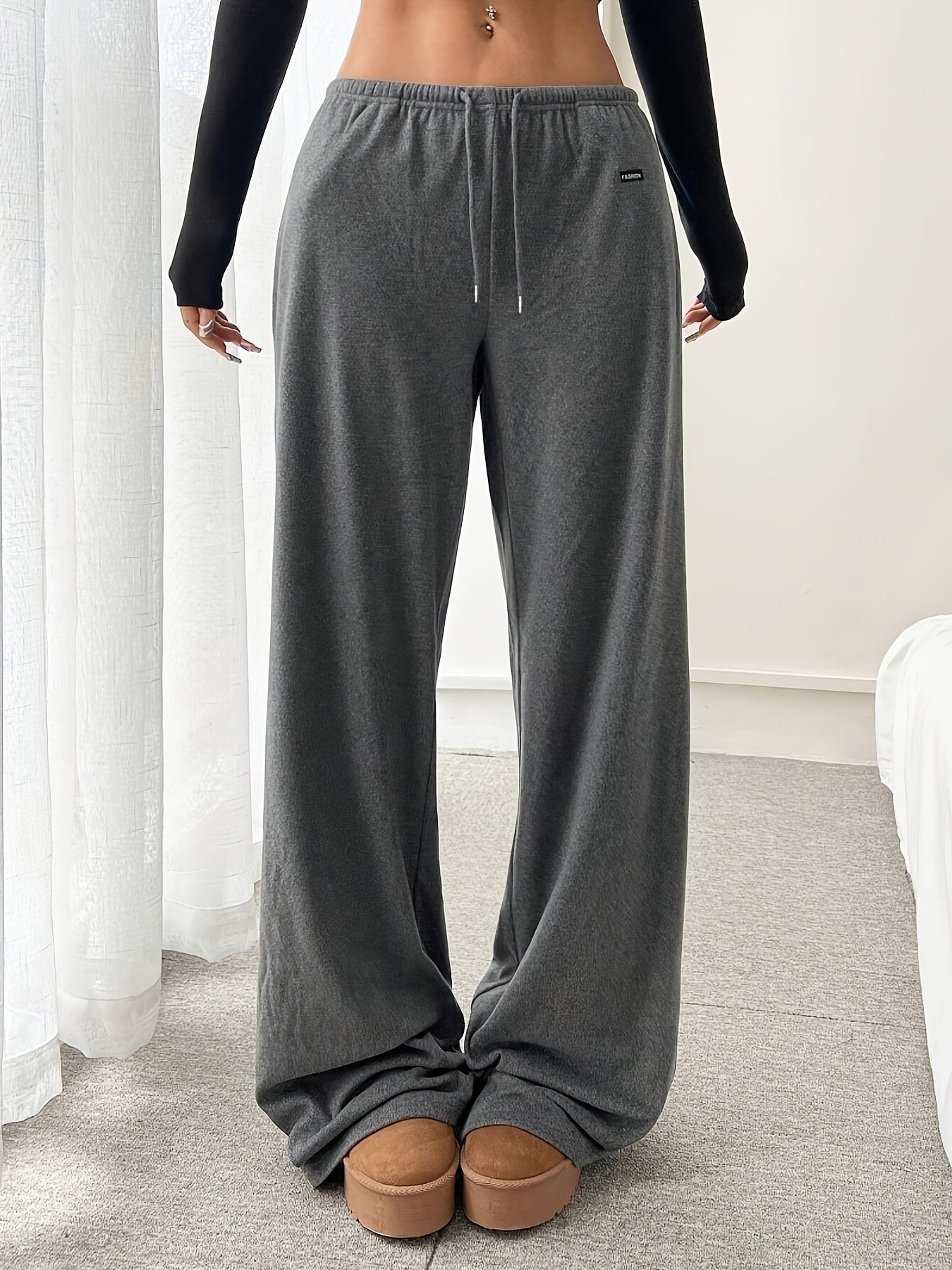 Effortless Wide Leg Pants for Women with Drawstring Waist Relaxed Flowing Casual Style