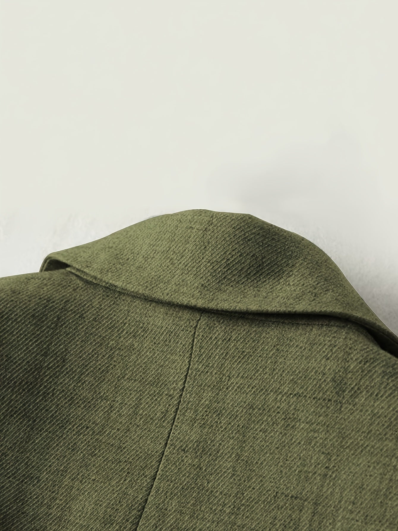 Elegant Fern Green Textured Blazer for Women with Notch Lapel Long Sleeve Striped Cuff Casual Style