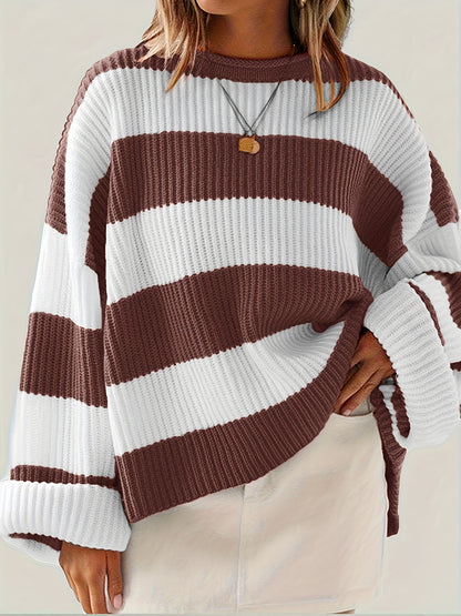 Loose V-Neck Off Shoulder Sleeves Casual And Lazy Style Pullover Sweater