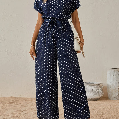 Elegant Women'S Polka Dot Jumpsuit | Off the Shoulder Style, All-Season Suitable for Adults