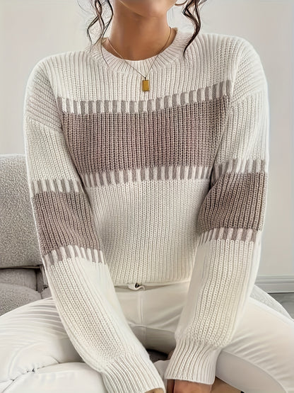 2025 New Women'S Autumn/Casual Striped Off-Shoulder Long Sleeve Sweater, Multicolor Stripes, Winter Women'S Wear, Suitable for Spring/Autumn Outerwear, Winter Inner Wear, Casual And Versatile Sweater